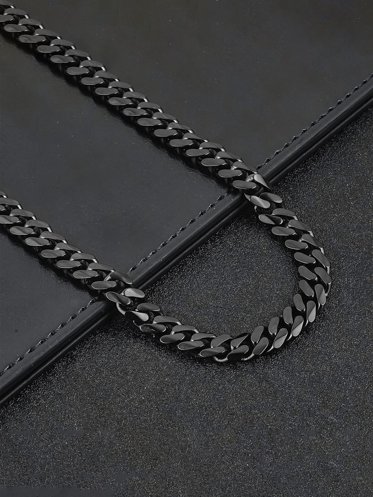 8MM Black Stainless Steel Cuban Link Necklace