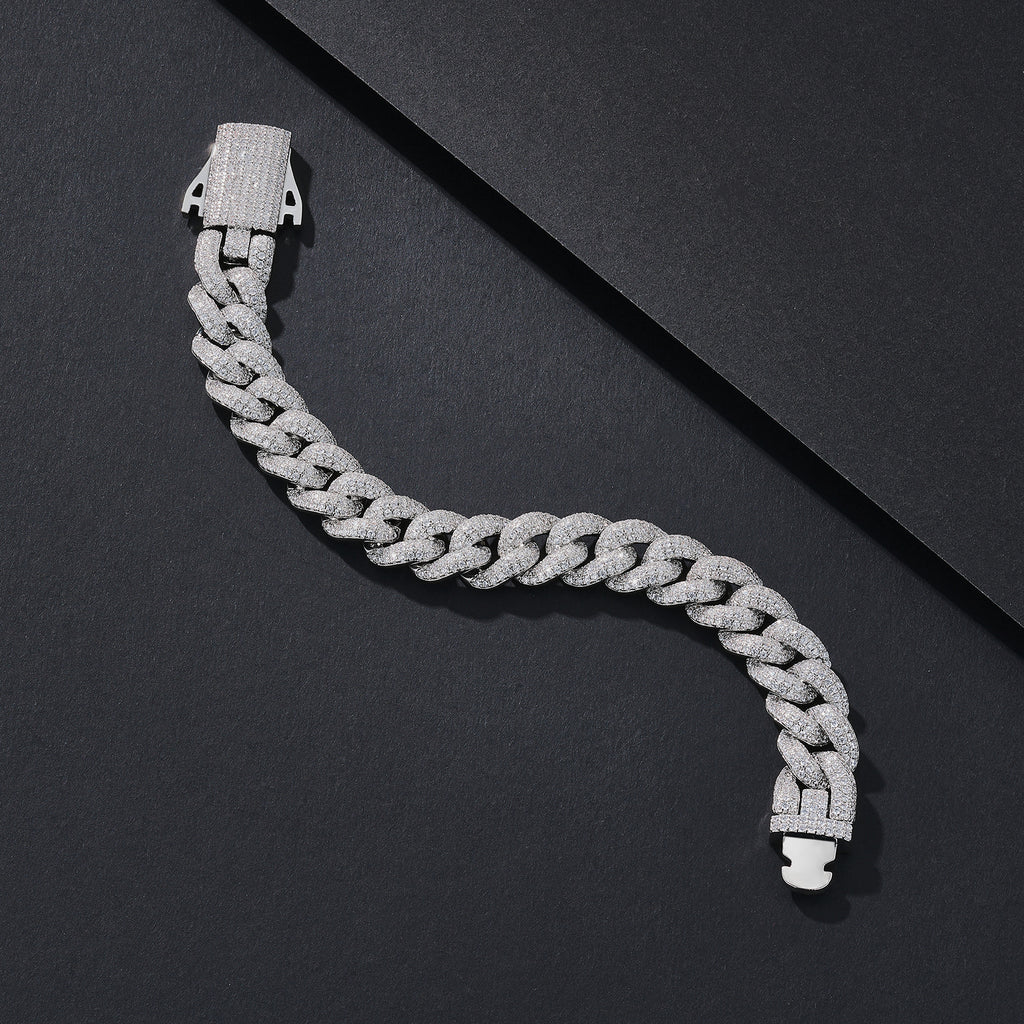 12mm Dense-Stone Iced Miami Cuban Bracelet