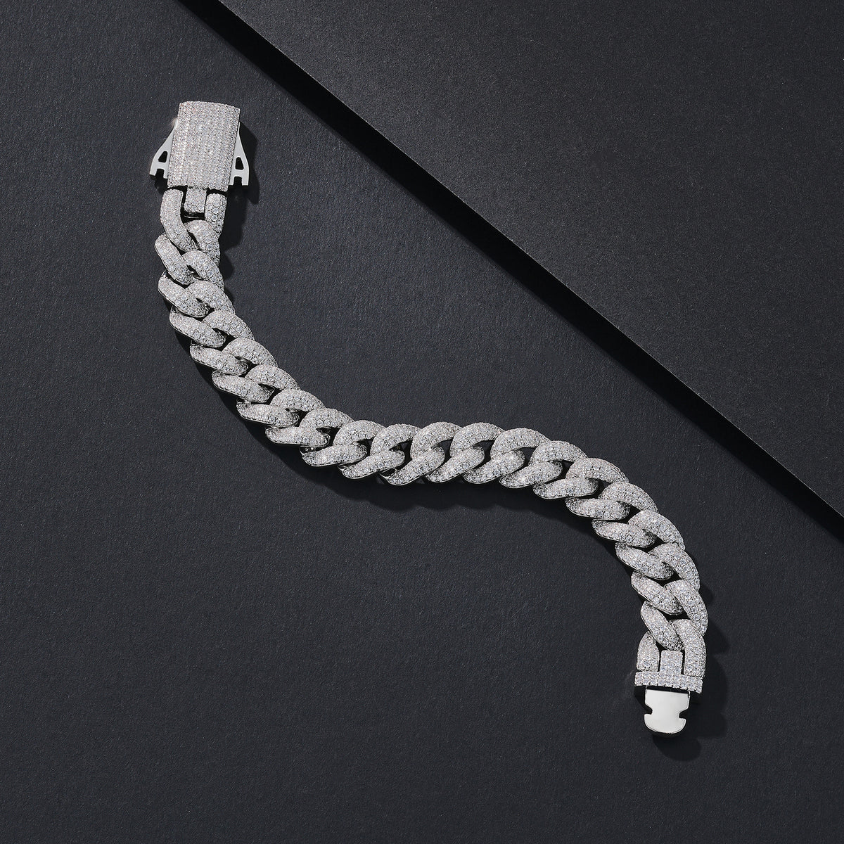 12mm Dense-Stone Iced Miami Cuban Bracelet