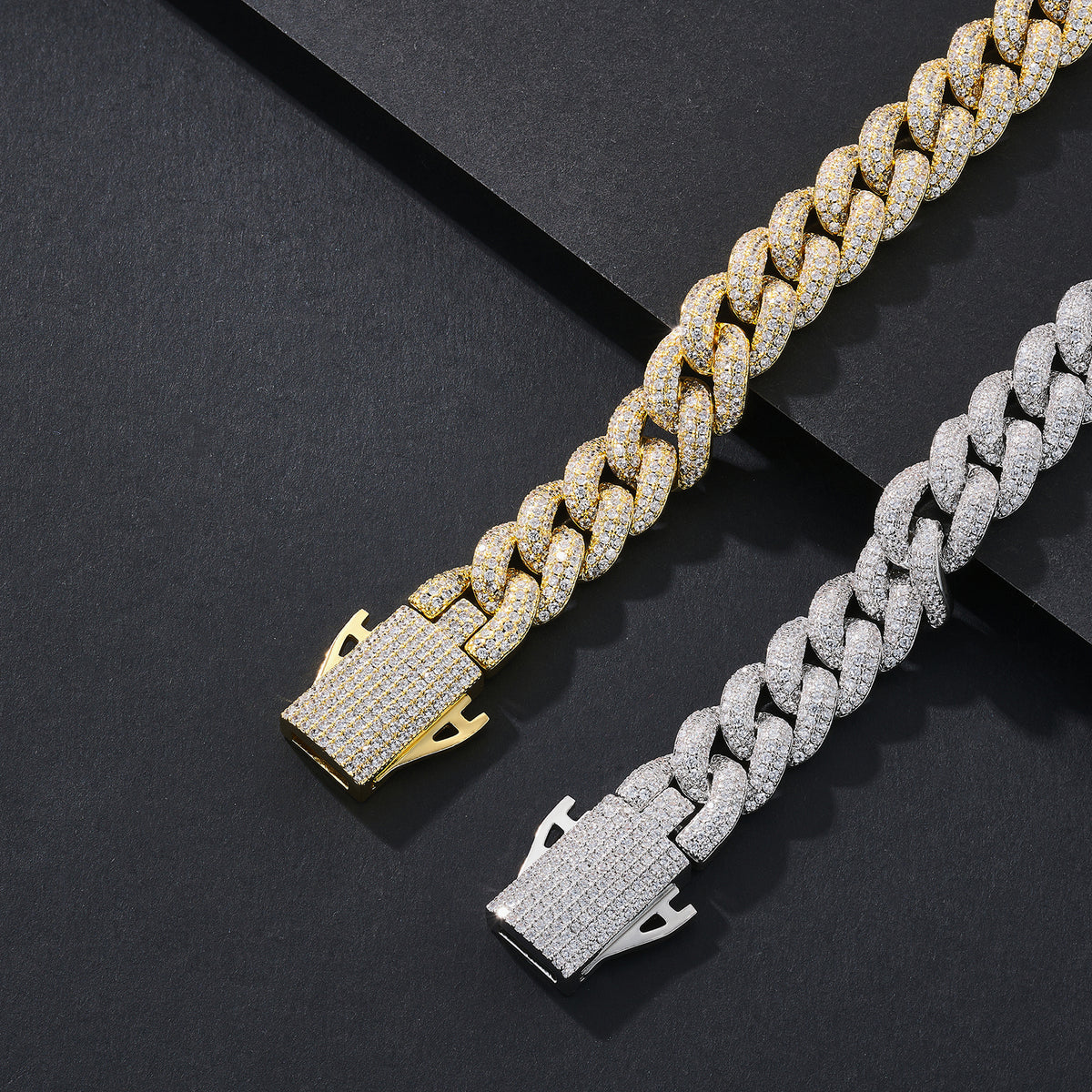 12mm Dense-Stone Iced Miami Cuban Bracelet