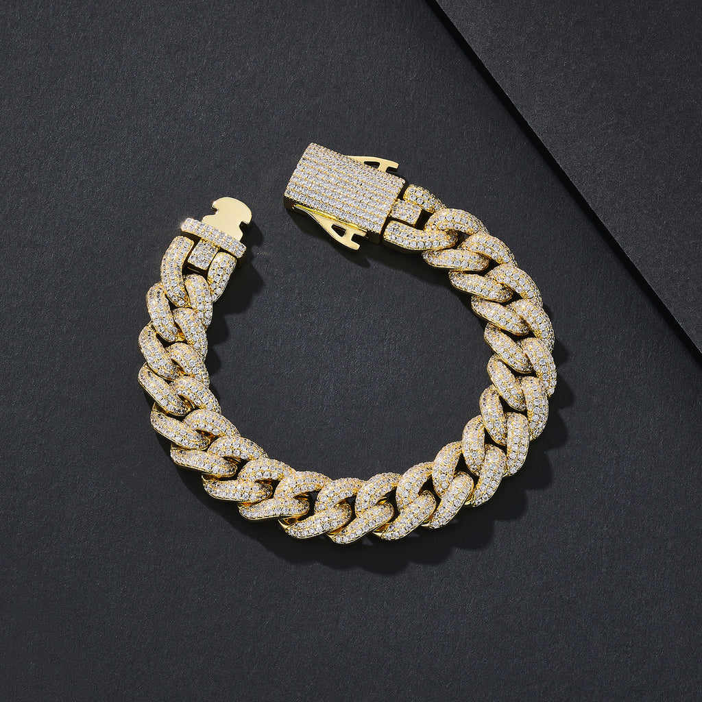 12mm Dense-Stone Iced Miami Cuban Bracelet