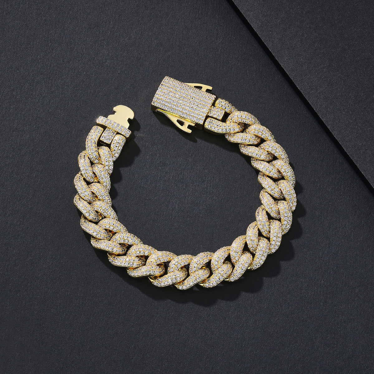 12mm Dense-Stone Iced Miami Cuban Bracelet