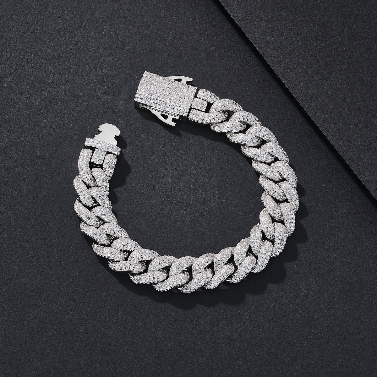 12mm Dense-Stone Iced Miami Cuban Bracelet