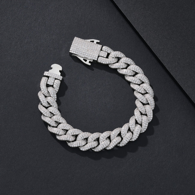12mm Dense-Stone Iced Miami Cuban Bracelet Hover Image