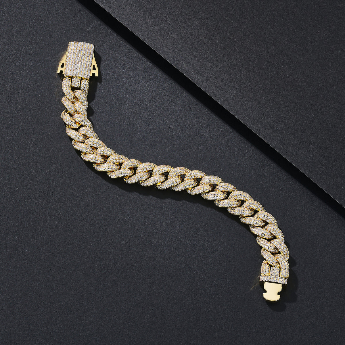12mm Dense-Stone Iced Miami Cuban Bracelet