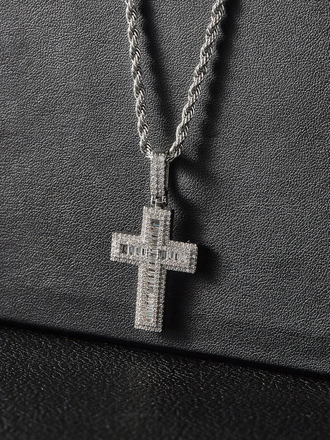 Iced Square Cross Pendant Hover Image