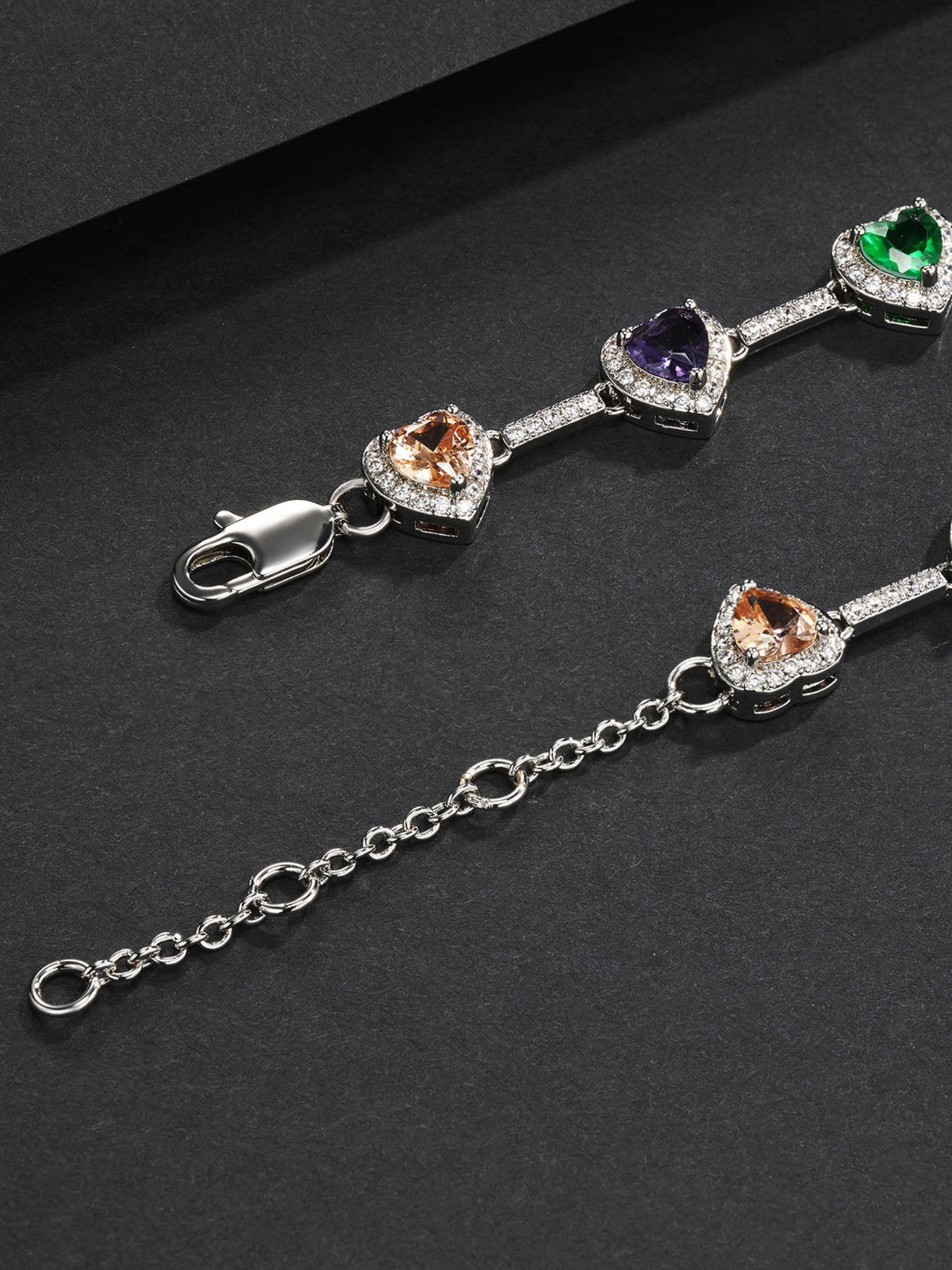 Multicolor Heart CZ Bracelet