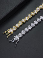 White CZ Heart Tennis Bracelet