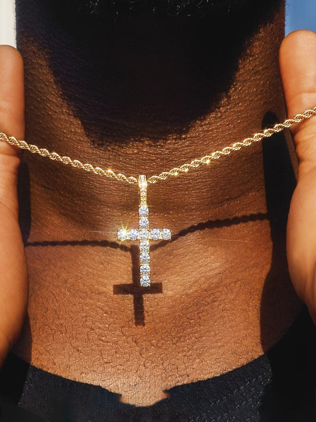3mm Iced Out Cross Pendant Hover Image