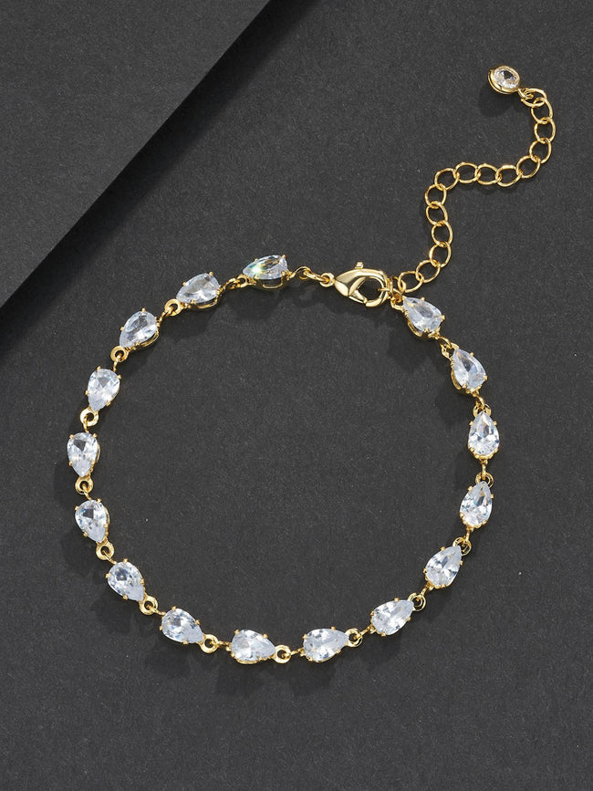 Adjustable 4mm Pear CZ Bracelet Hover Image