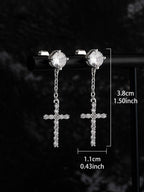 Iced Cross CZ Stud Earrings