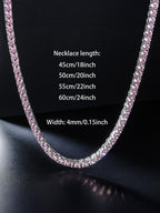 4mm Pink CZ Tennis Chain