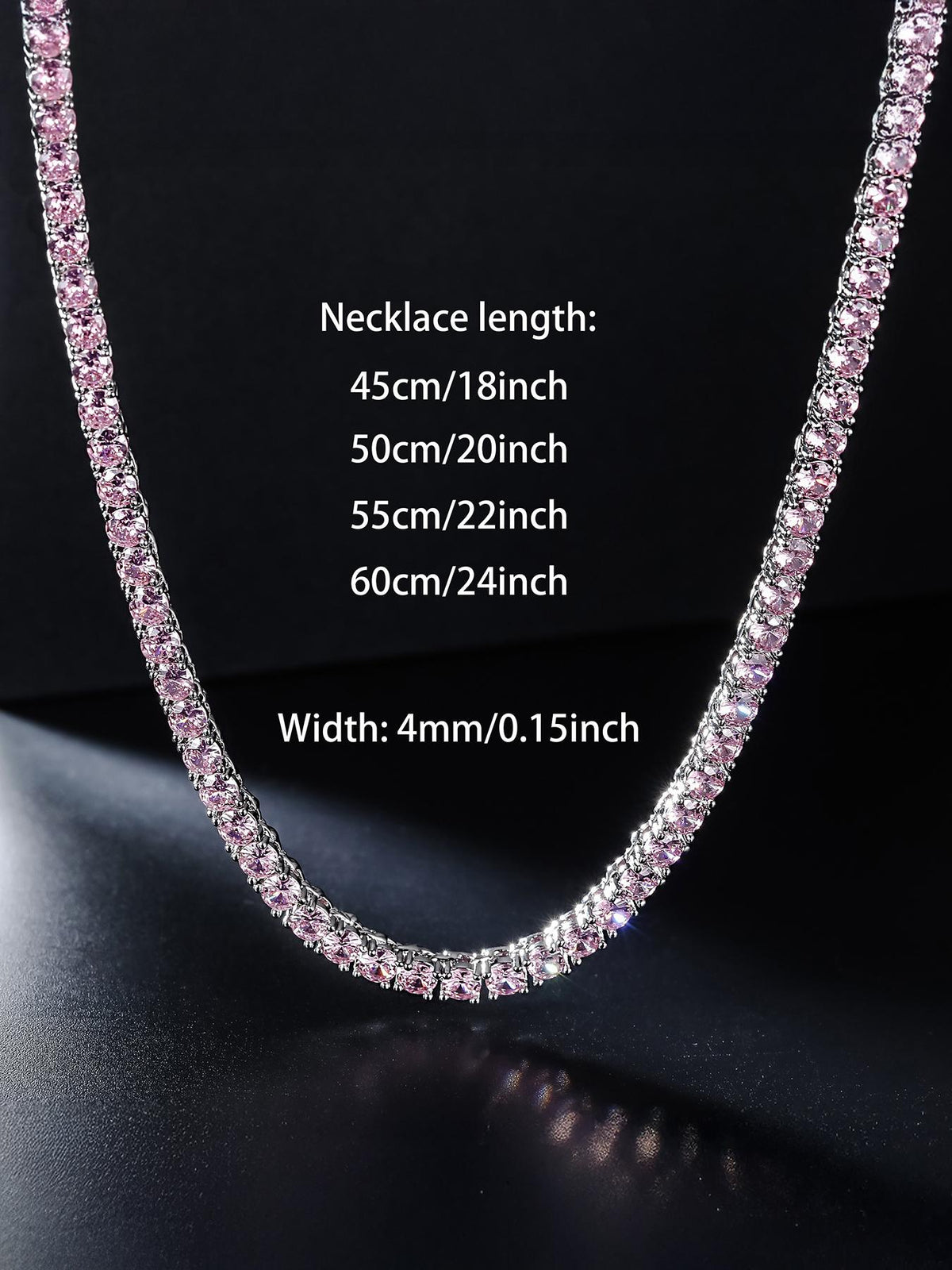 4mm Pink CZ Tennis Chain