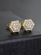 Iced Hexagon CZ Stud Earring Set