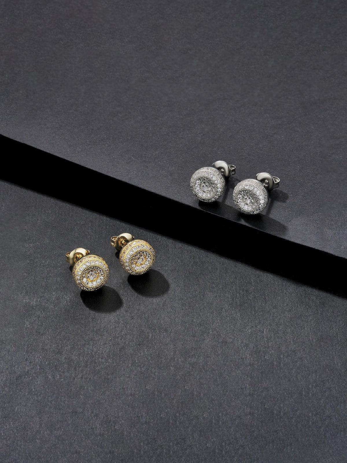 Round Iced Street Stud Earrings