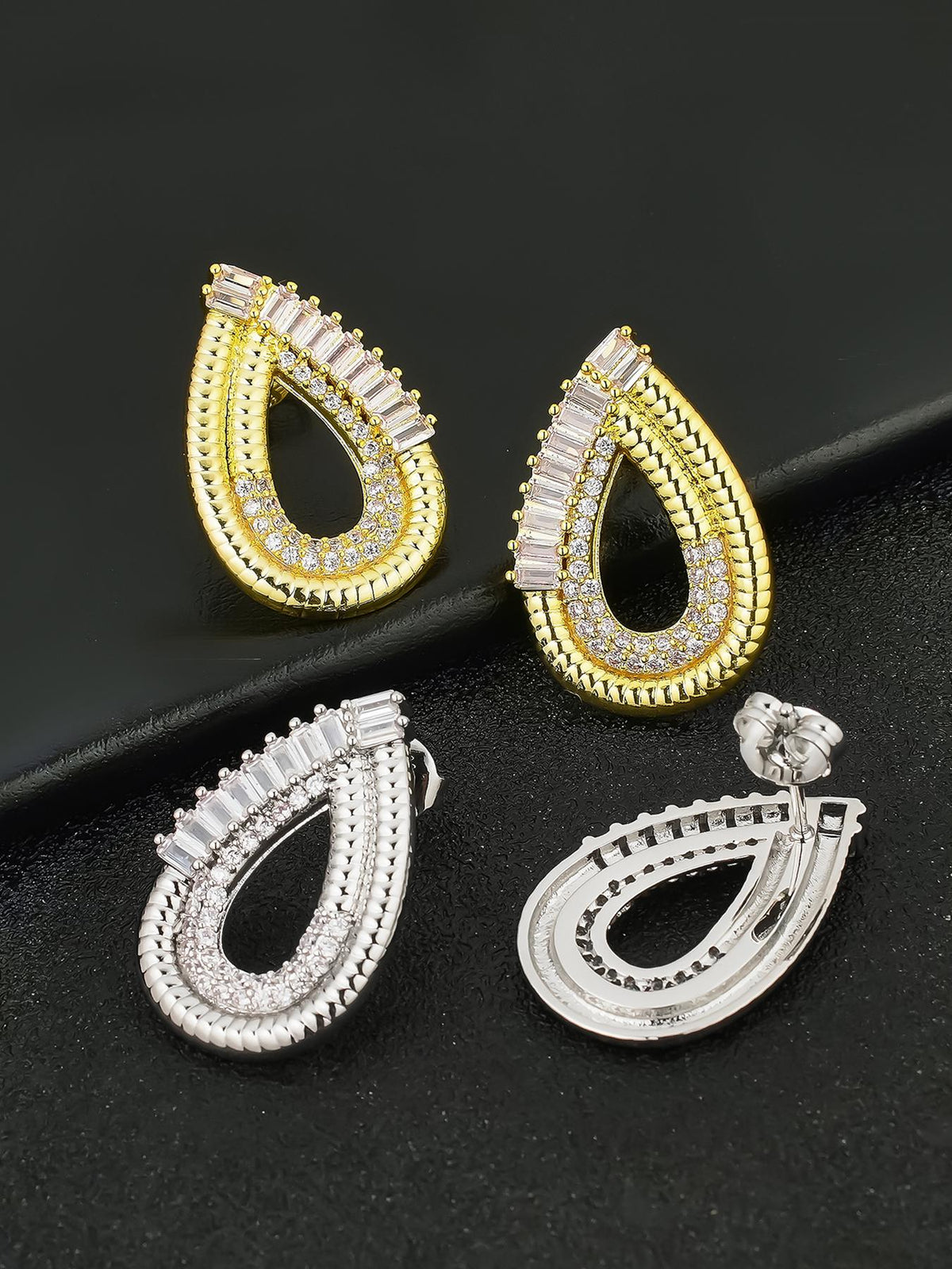Iced Teardrop Stud Earrings