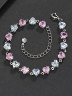 Pink Heart CZ Statement Bracelet