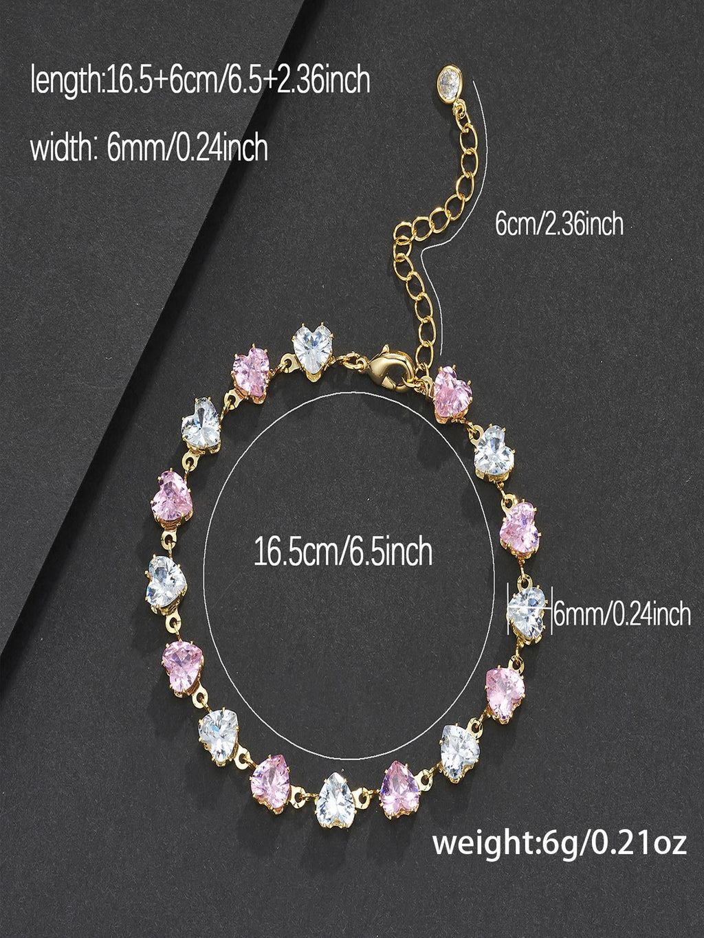 Pink Heart CZ Statement Bracelet