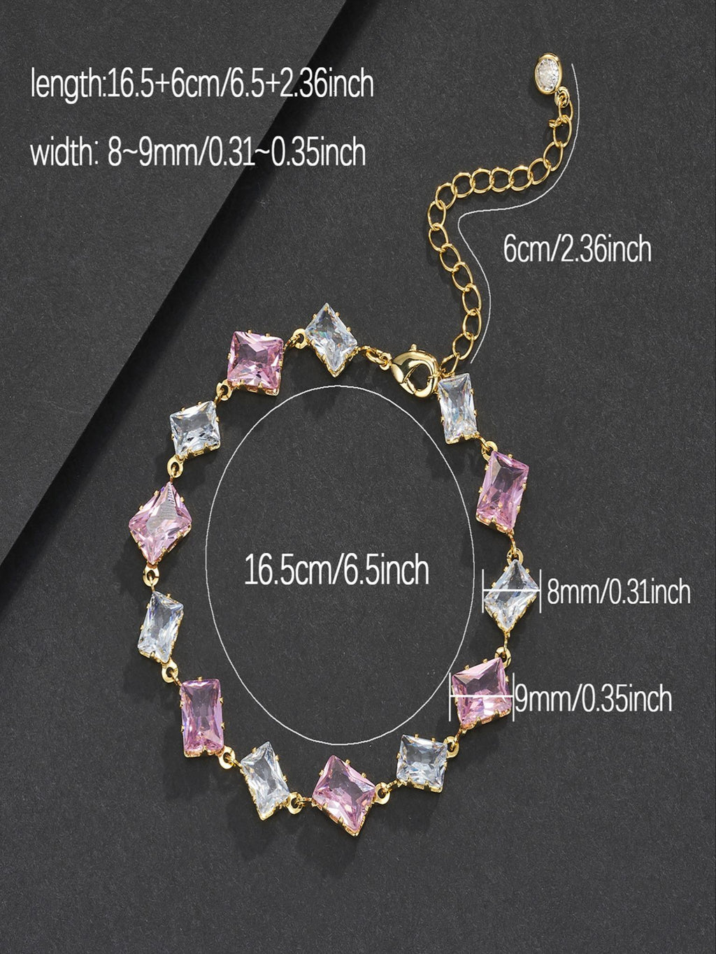 6mm Pink Baguette Bracelet