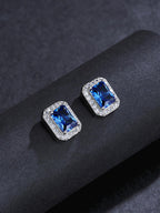 Blue Gem Iced Stud Earrings