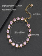 6mm Adjustable Pink Heart CZ  Bracelet