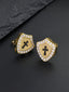 Iced Cross Shield Stud Earrings
