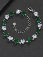Two-Tone Green Heart Charm Bracelet