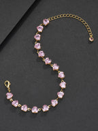 6mm Adjustable Pink Heart CZ  Bracelet