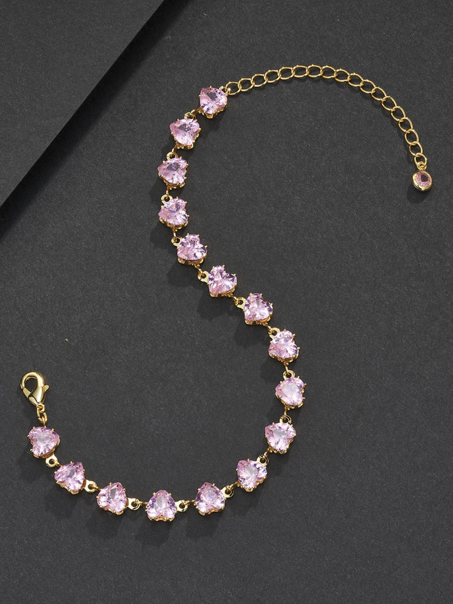 6mm Adjustable Pink Heart CZ  Bracelet Main Image