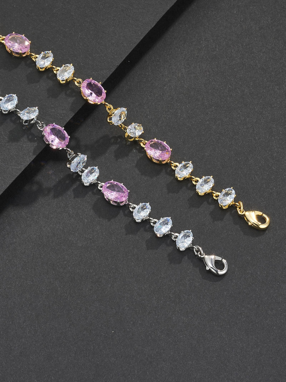 Pink Oval Gemstone Bracelet