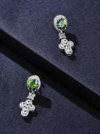 Emerald Green CZ Cross Stud Earrings