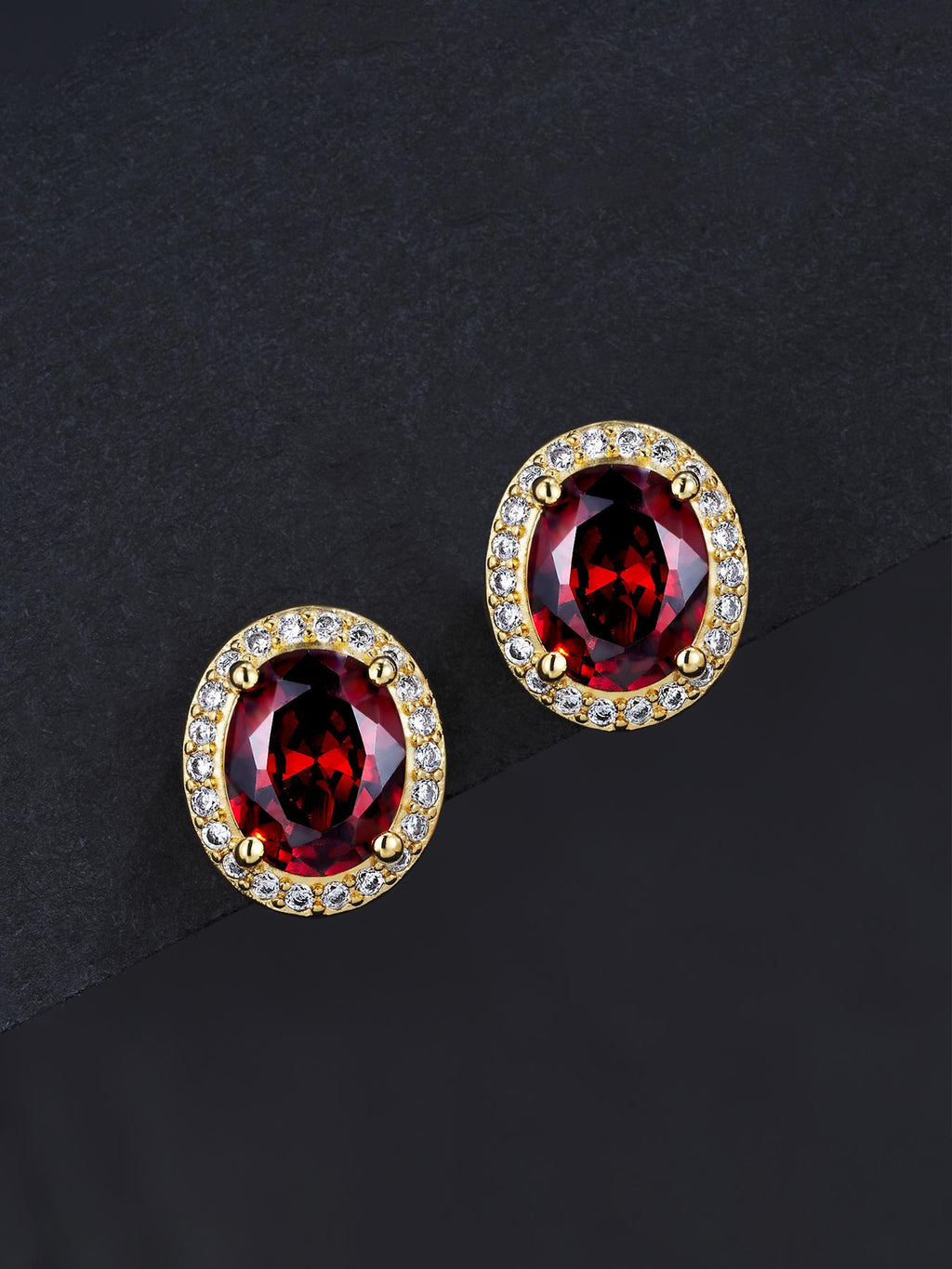 Iced Ruby Stud Earrings