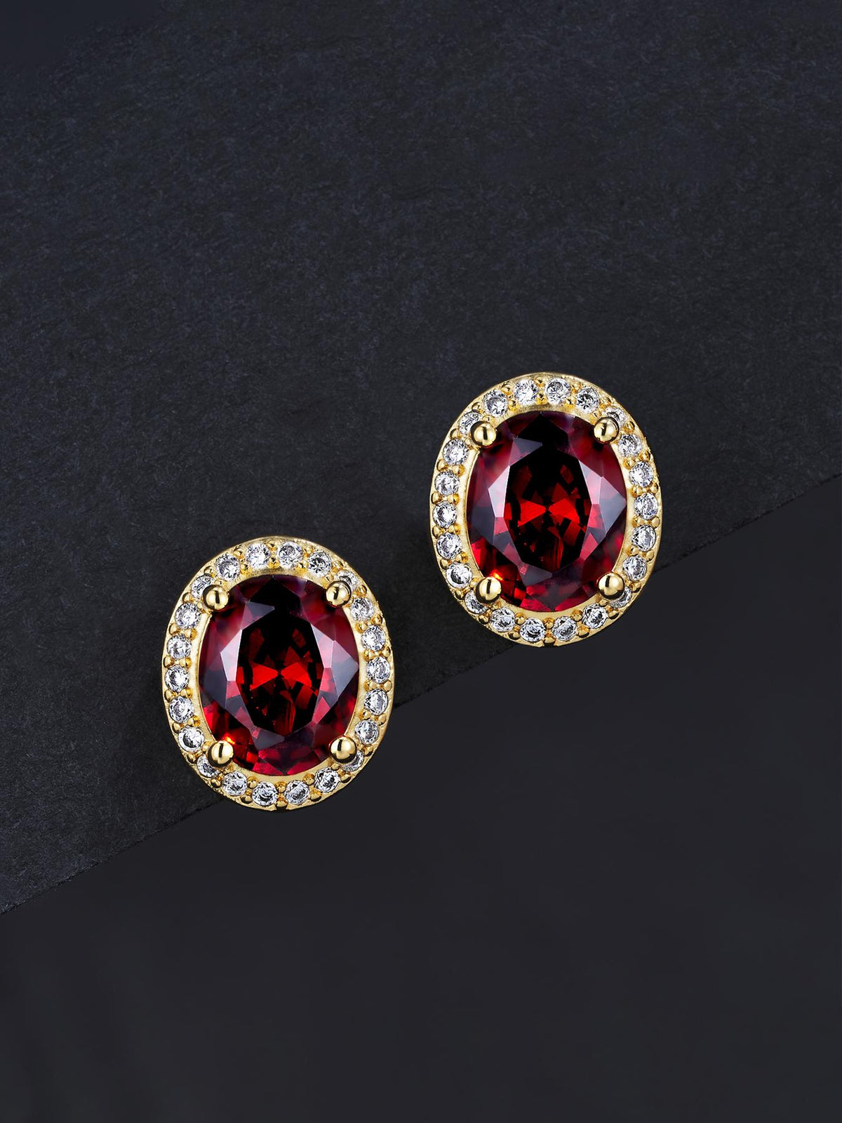 Iced Ruby Stud Earrings