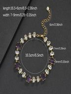 Purple Square-Cut Hip-Hop Bracelet