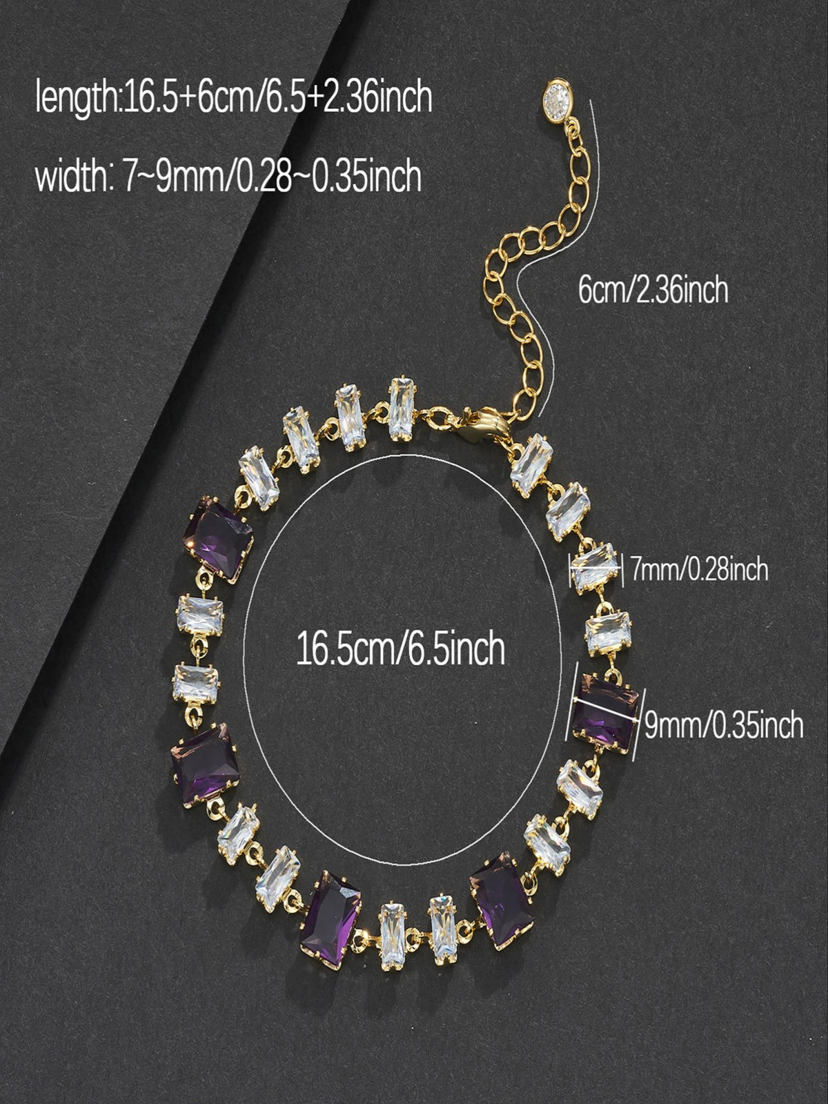Purple Square-Cut Hip-Hop Bracelet