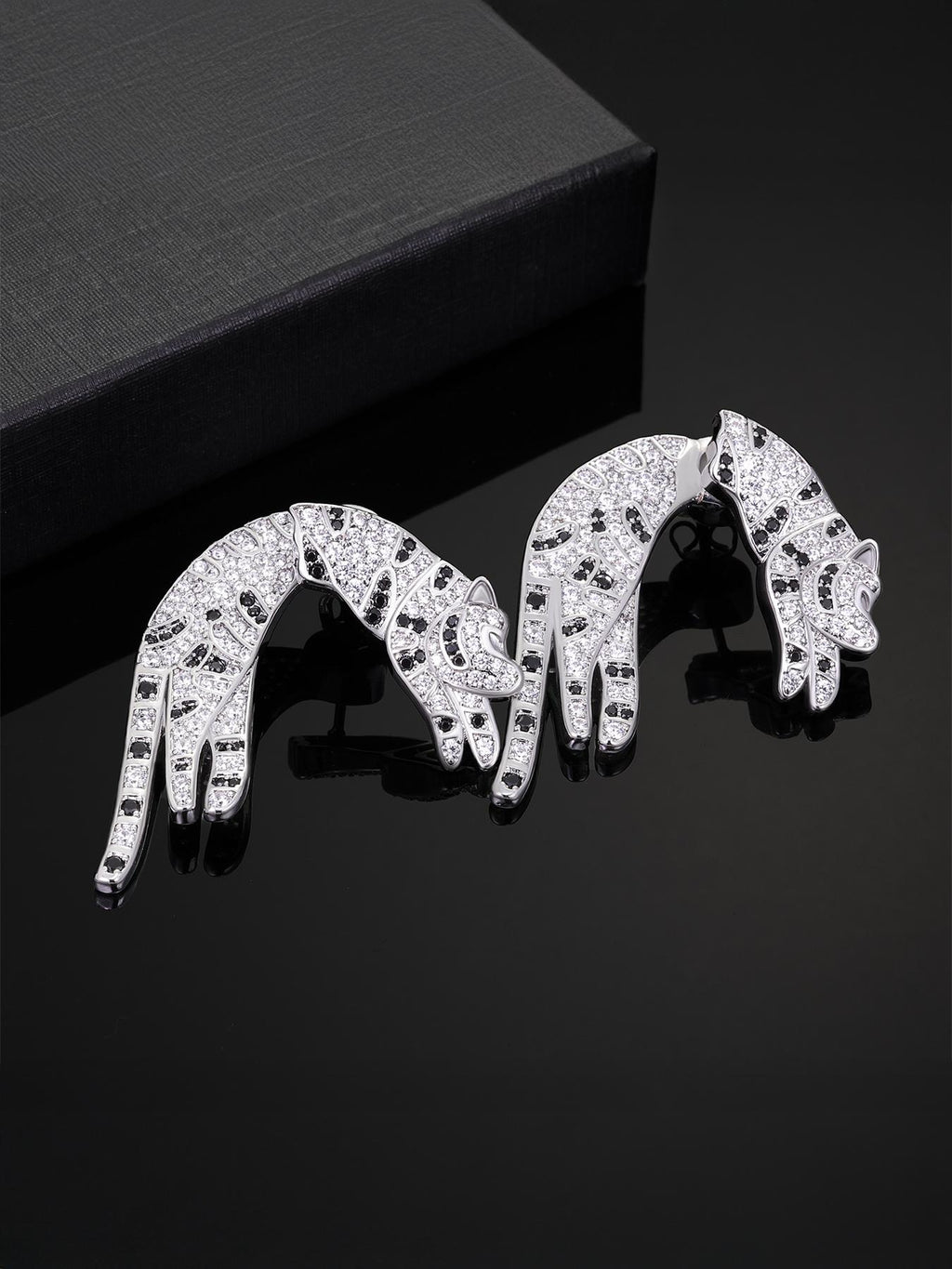 Iced Jumping Cat Stud Earrings