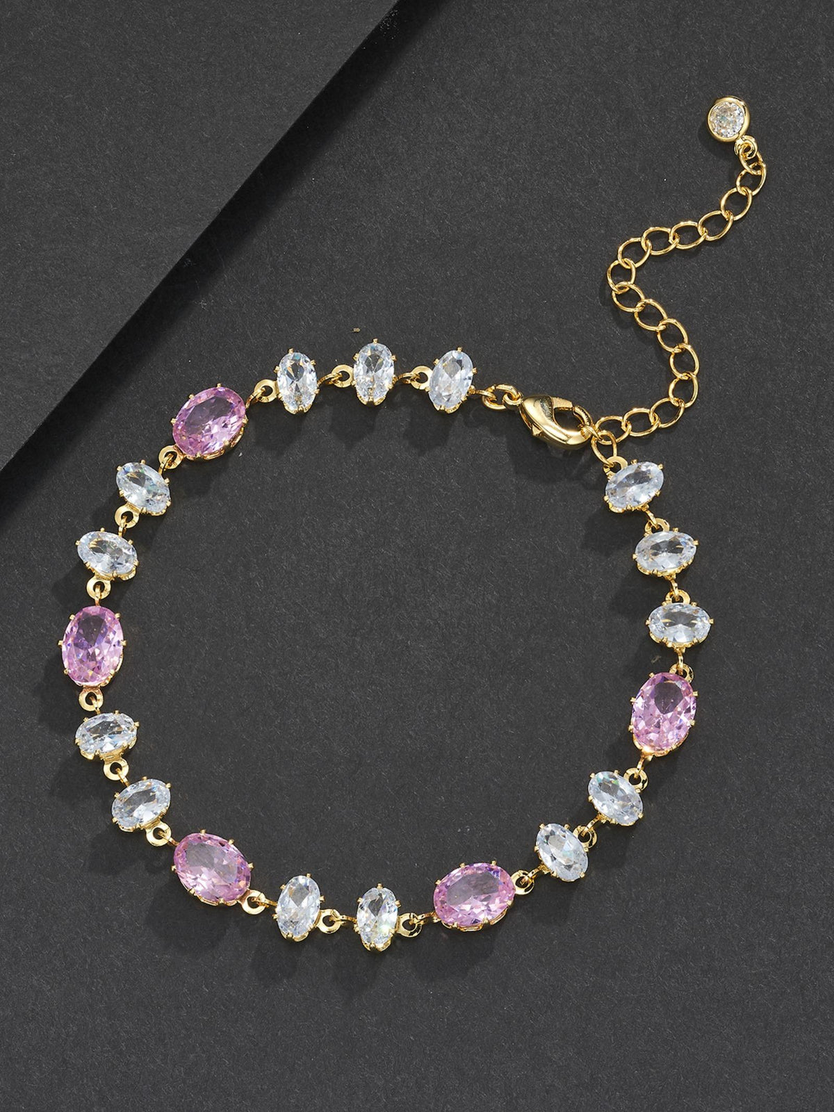 Pink Oval Gemstone Bracelet