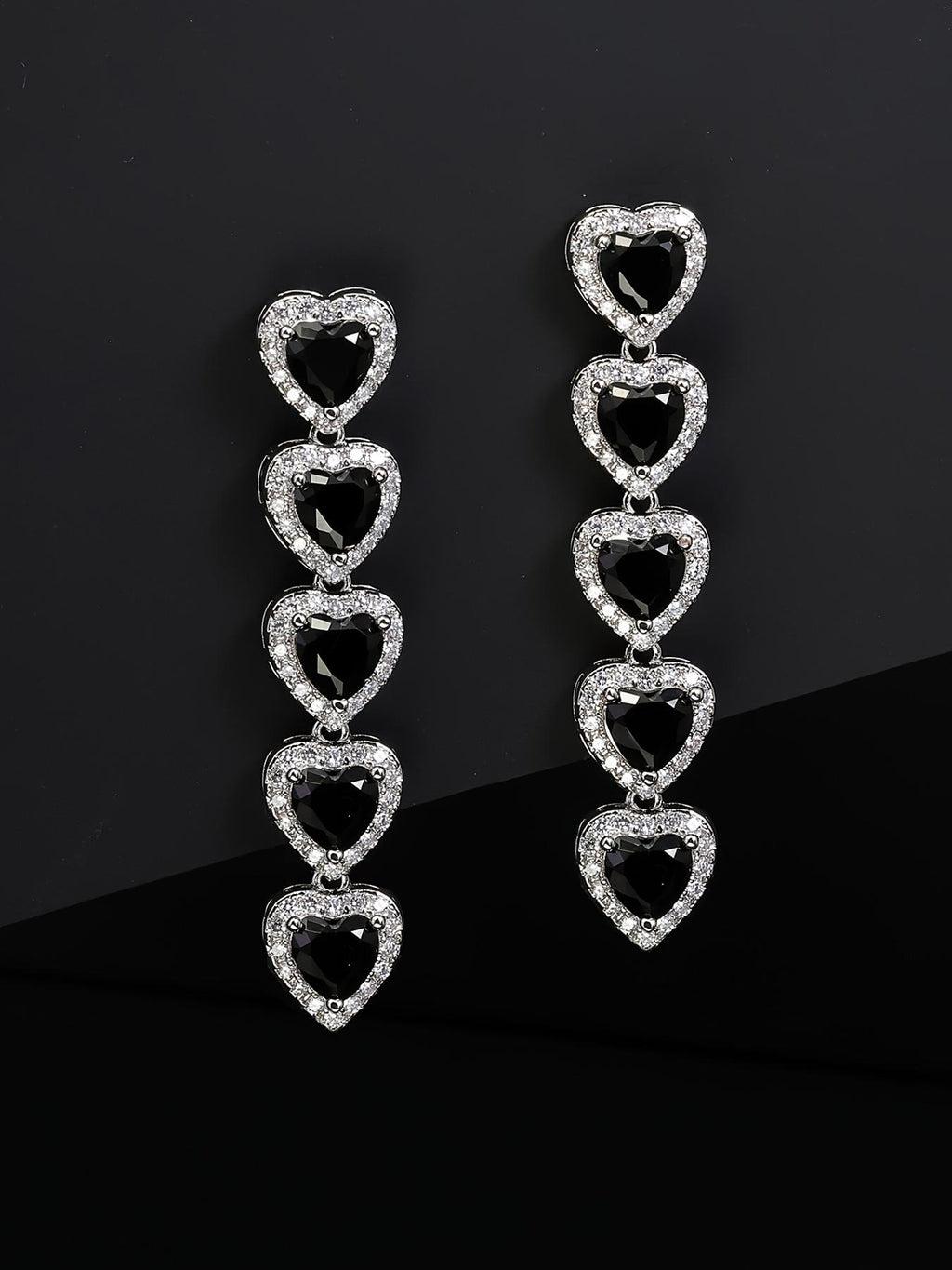 Iced Heart Drop Earrings