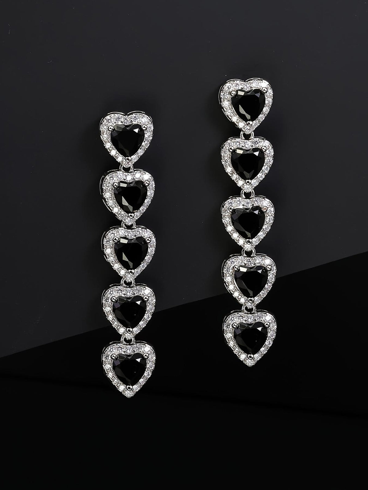 Iced Heart Drop Earrings