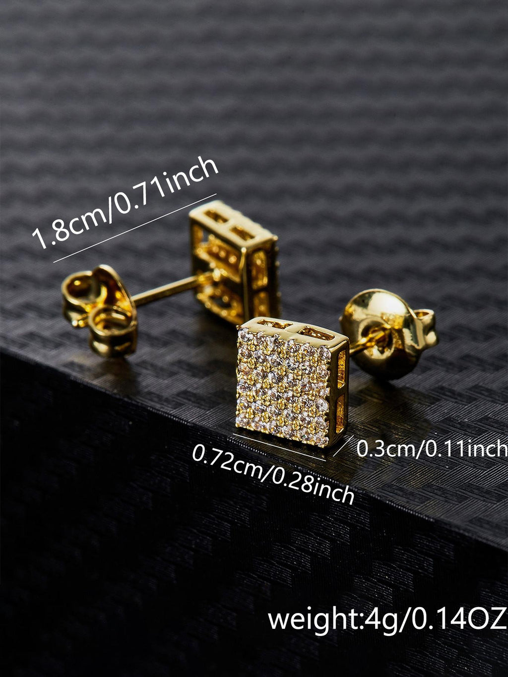 Iced Square CZ Stud Earring Set