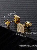Iced Square CZ Stud Earring Set