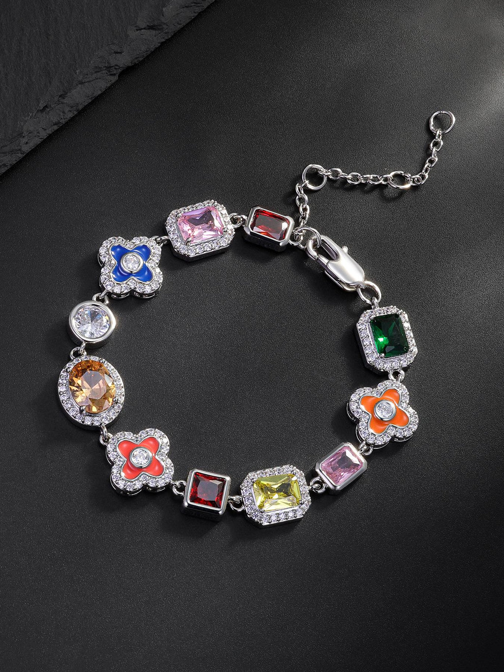 Flower Cross Tennis Bracelet