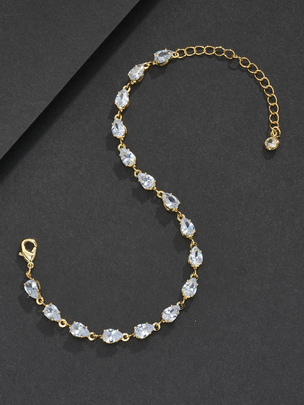 Adjustable 4mm Pear CZ Bracelet