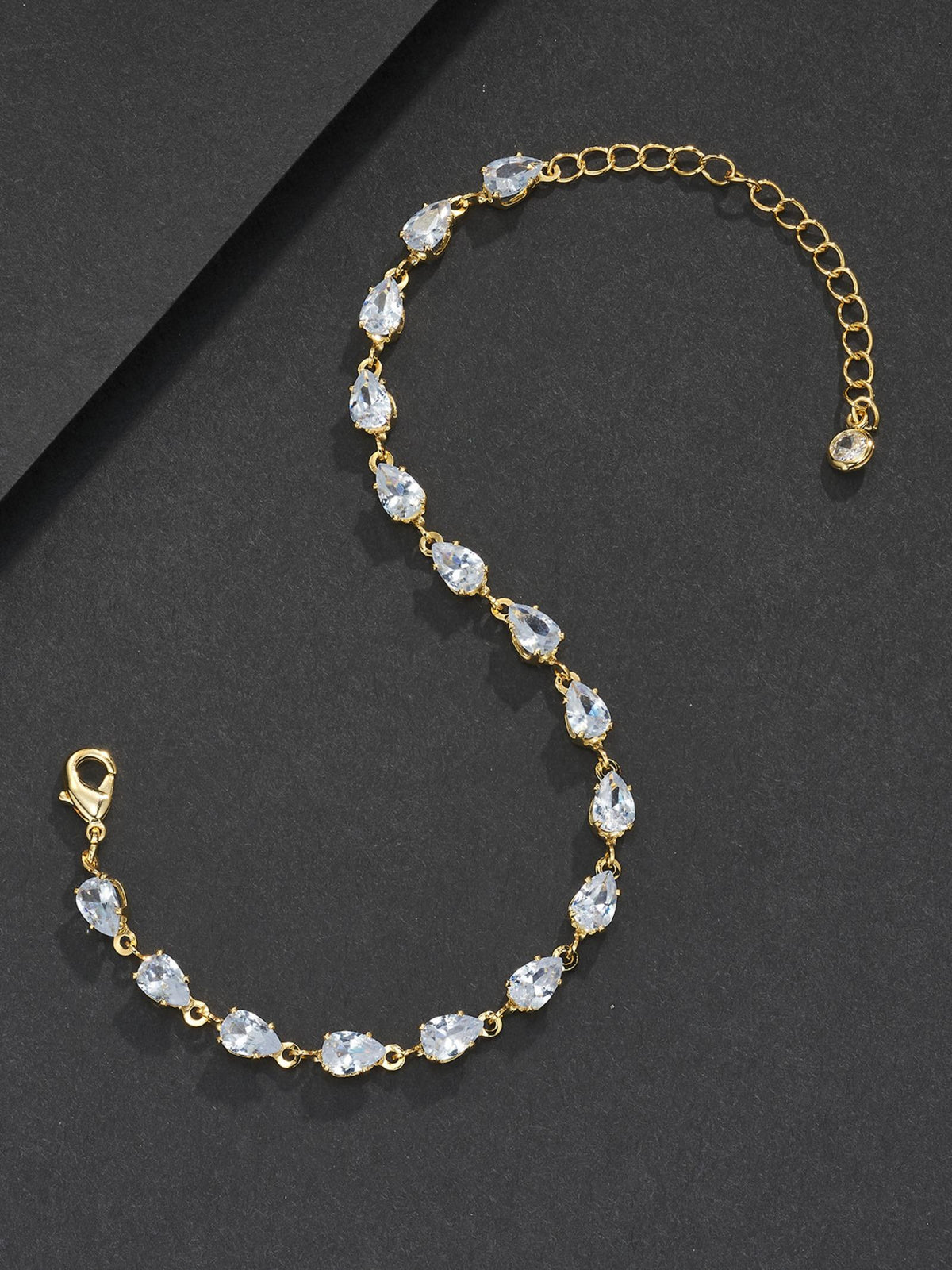 Adjustable 4mm Pear CZ Bracelet