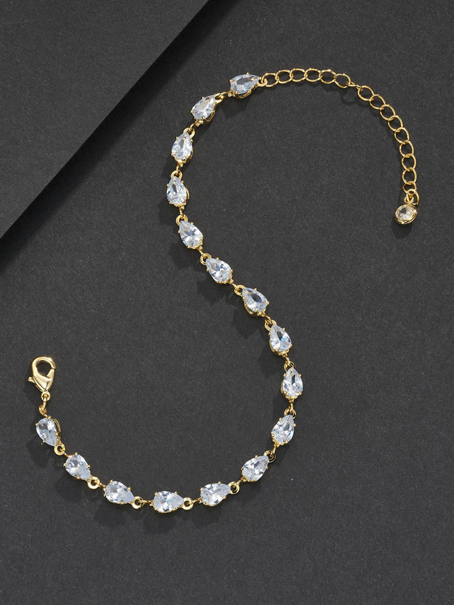 Adjustable 4mm Pear CZ Bracelet Main Image