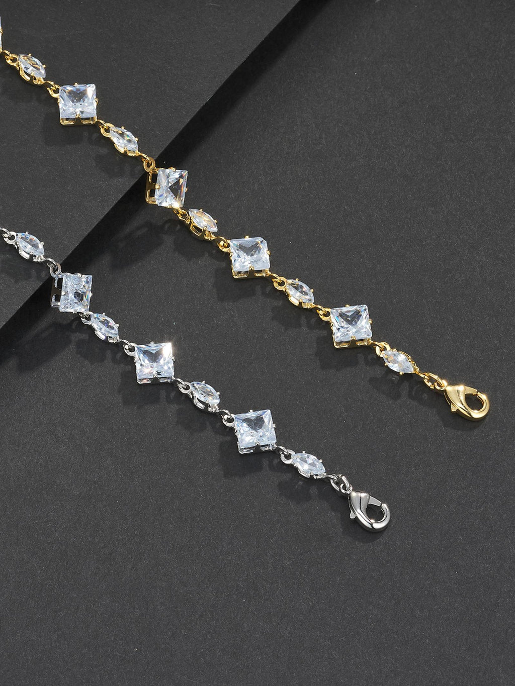 Adjustable Square Couple CZ Bracelet