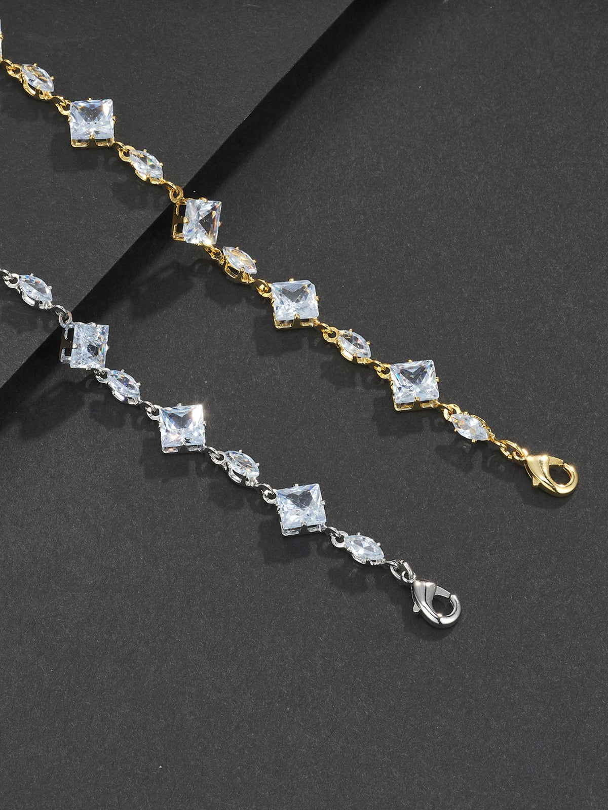 Adjustable Square Couple CZ Bracelet