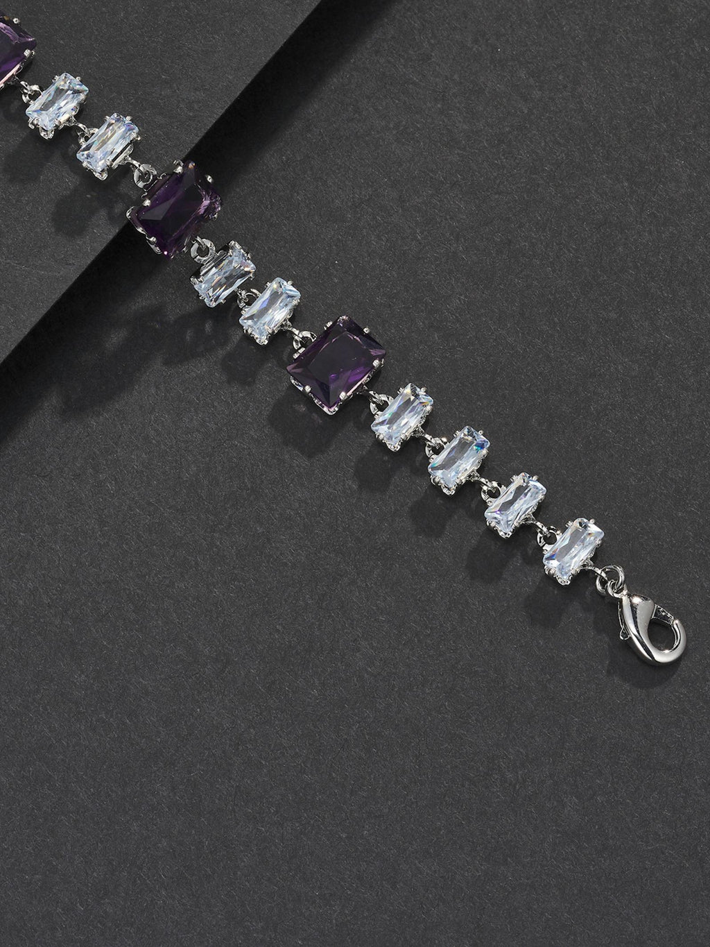 Purple Square-Cut Hip-Hop Bracelet
