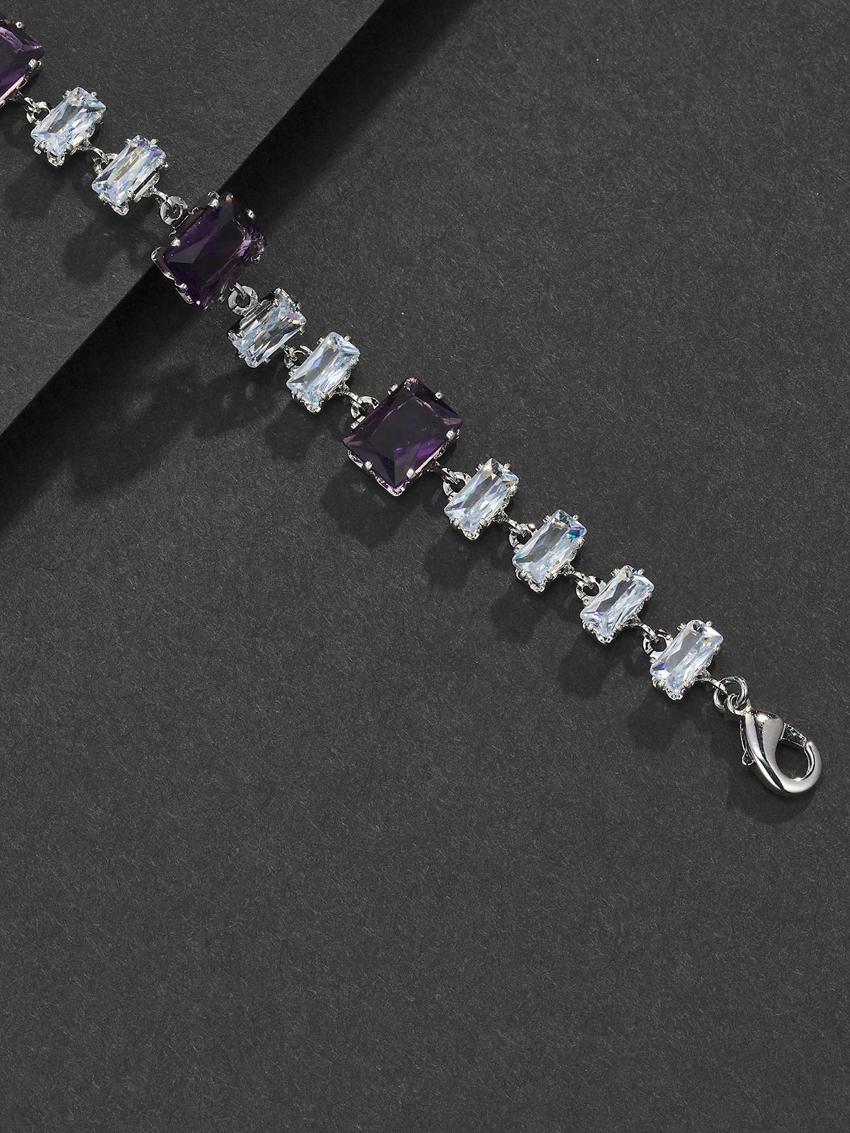 Purple Square-Cut Hip-Hop Bracelet