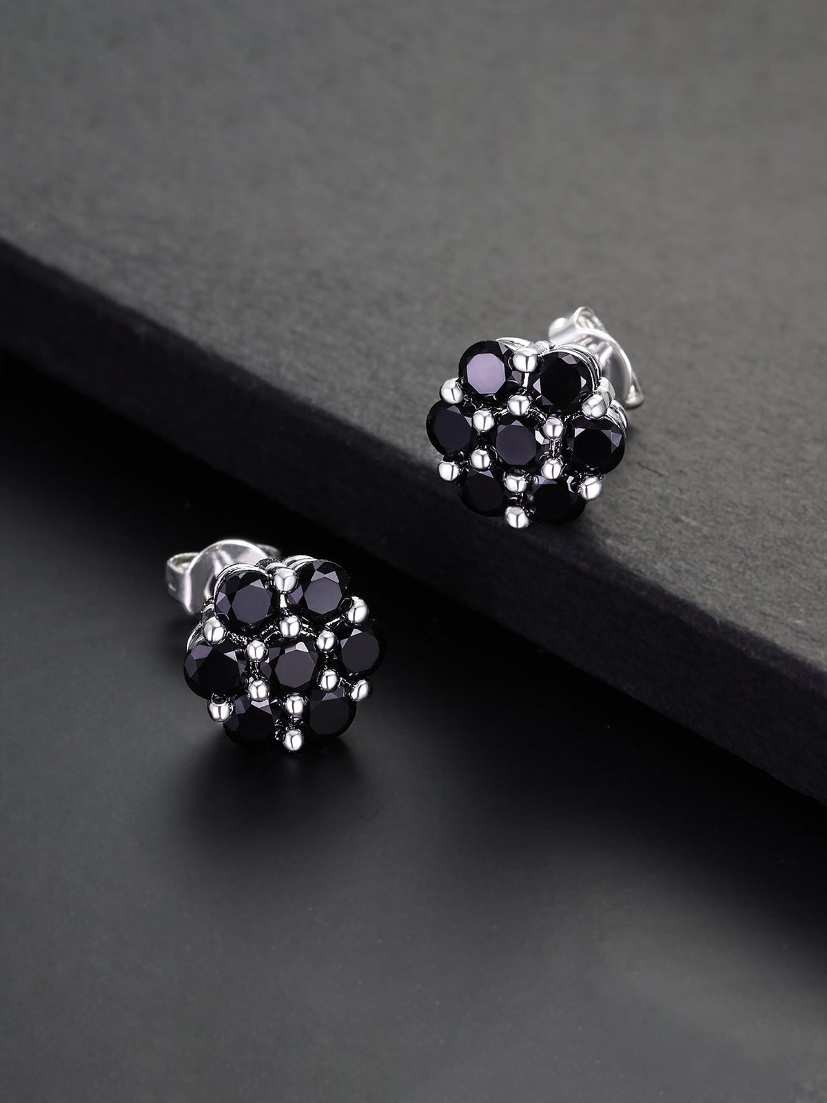 Black Plum Blossom Stud Earrings
